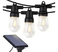 Brightech Ambience Pro - Guirlande solaire extérieure étanche - Ampoules Edison vintage de 48 pieds pour créer une ambiance bistro sur votre patio - DEL 1W, lumière blanche douce