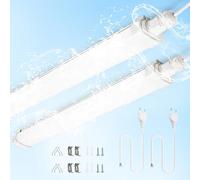 BrightFly Reglette LED 60cm(2 pièces), IP65 Neon LED avec prise européenne1660lm, Tube LED super brillante 6500K, idéale pour Garage, Cave, Atelier,Plafond, Bureau, Hangar, Cuisine