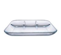 BRIGHTFUFU 1pièce Assiette Verre Trempé Transparente avec Compartiments pour Portionner Repas Salades Fruits Déjeuner Compatible Micro-ondes et Lave-vaisselle Design Épuré et Sécurisé