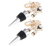 BRIGHTFUFU 2 pièces Bouchon de Bouteille Alliage Créatif Bouchons de Liège Décoratifs pour Vin Rouge Joints Réutilisables et Étanches Accessoires Cuisine Élégants avec Tête Animale Strass