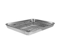 BRIGHTFUFU 2 Pièces Lot de Plaques à Pâtisserie Rectangulaires Acier Inoxydable avec Amovible Plateau de Cuisson et Facile à Nettoyer pour Usage Domestique