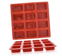 BRIGHTFUFU 2 pièces Moule Silicone Mini Non Adhésif pour Pâtisserie Maison Gâteau Dessert Chocolat Cuisson Sûre Rouge Brique