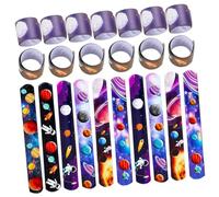 BRIGHTFUFU 36 pièces Slap Bracelets Garçon Fille Thème Espace PVC Bracelet Poignet Cadeau Anniversaire Garçon Fille Invités Styles Aléatoires