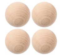 BRIGHTFUFU 4 Pièces Boules de Croquet D'extérieur en Bois Brut 6cm | Sphère Ronde, Finition Brute Khaki, Maniement Léger, Rangement Simple, pour Jeux de Pelouse et Loisirs