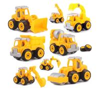 BRIGHTFUFU 4 pièces Jeu de Construction Véhicule Chantier DIY pour Garçon Fille Modèle Excavatrice Amusant et Éducatif Kit de Montage Camion Ingénierie de Développement Motricité Manuelle