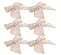 BRIGHTFUFU 6pcs Nœuds en Toile de Jute Faits Main Dentelle pour Décoration Rustique, Faciles à Retirer, pour Loisirs Créatifs et Emballage de Présents