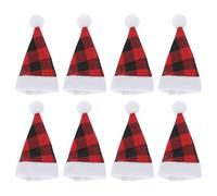 BRIGHTFUFU 8 Pièces Mini Chapeaux de Noël pour Bouteille de Vin Décorations de Noël Mini 2 Rouge et Noir Tissu Accessoires DIY pour Bouteilles de Vin et Petits Objets