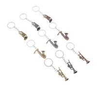 BRIGHTFUFU 9 Pièces Porte-clés Miniature Saxophone Vintage, Métal | Breloque Décorative pour Paquet et Portefeuille, Lot de Trois Couleurs, Présent de Graduation, Collection
