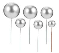 BRIGHTFUFU Accessoires Décoratifs pour Gâteaux 30 Pcs Boules Argenté en Plastique Légères et Décoratives pour Décoration de Gâteau D'anniversaire et Dessert