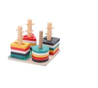 BRIGHTFUFU Bloc de Construction en Bois Ferme Animaux pour Garçon et Filles, Jeu Éducatif Colonne 4-5 Piliers Colorés, Jouet Cognitif D’éveil pour Développement Logique et Apprentissage