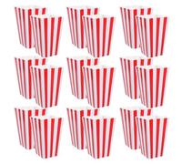 BRIGHTFUFU Boîtes à Popcorn Légères et Résistantes en Papier Rouge Rayé 48 Pièces Faciles à Plier, pour Fêtes Foraines et Décorations Festives