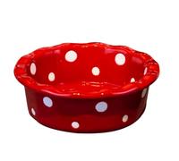 BRIGHTFUFU Bol à Rôtir en Céramique Rouge 350ml Motif à Pois, Bol Polyvalent pour Cuisson et Service la Maison Restaurant
