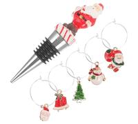 BRIGHTFUFU Bouchon de Vin, Bouchons de Bouteille de Fête, Rond, Résine et Métal, Rouge, Joint Hermétique, Anti-fuite, Facile à Utiliser, pour Bouteilles de Vin, Coffret Présent Noël