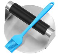 BRIGHTFUFU Burger Press Brosse INOX Presse à Hamburger Acier Inoxydable avec Poignée Noir et Brosse à Barbecue Couleur Aléatoire