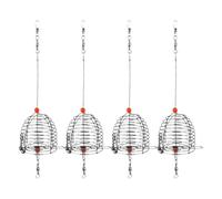 BRIGHTFUFU Cage à Leurres de Pêche en Acier Inoxydable, Panier à Appâts Rouge Taille Moyenne 5 Cm, Lot de 4 Pièces, Accessoire Léger et Portable pour Pêche Sportive et Loisirs en Plein Air