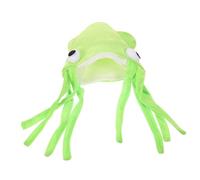 BRIGHTFUFU Chapeau de Calamar en Velours Vert, Couvre-chef Animé pour Adultes et Garçon et Filles, Accessoire de Fête Léger et Confortable, Costume D’animal de Dessin Animé pour Carnaval