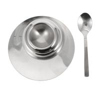 BRIGHTFUFU Coquetier Inoxydable avec Cuillère Support Œuf Métal Stable et Résistant Corrosion Casier Œufs Portable pour Cuisine et Restaurant