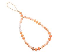 BRIGHTFUFU Cordon de Téléphone Portable en Perles Cristal Orange Lanière Chic Antidérapante pour Smartphone Accessoire Décoratif Sécurisé pour Clés et Paquet pour Usage Quotidien et