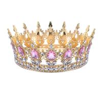 BRIGHTFUFU Couronne Miss Vintage en Alliage Rose pour Mariage, Accessoire Cheveux Chic et Élégant, pour Photo Prop et Performances de Rôle