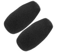 BRIGHTFUFU Couvercle de Microphone de Remplacement en Éponge Noire 2pcs, Bonnette Anti-vent Facile à Remplacer et Transporter pour Réunion et Enseignement