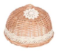 BRIGHTFUFU Couvercle en Osier Naturel Tissé la Main, Dôme Protecteur pour Pizza et Gâteau, Taille Moyenne, Couvercle Décoratif pour Dessert, la Cuisine et Restauration, Protège-aliments