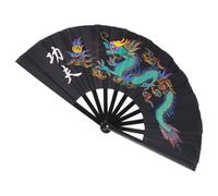 BRIGHTFUFU Éventail Chinois en Plastique Noir pour Kung-fu et Taichi
