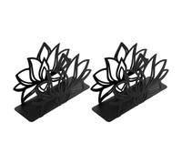 BRIGHTFUFU Lot de 2 Porte-serviettes en Papier en Fer Noir Forme Lotus Base Stable, Distributeur Autoportant Élégant pour Table Cuisine et Décoration Intérieure