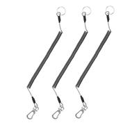 BRIGHTFUFU Lot de 3 Cordons Rétractables Noirs en Acier Gainé TPU avec Mousqueton Métallique, Design Extensible Multifonctionnel pour Clés et Pinces de Pêche, Pêche et L'attache la Ceinture