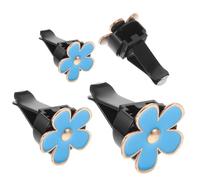 BRIGHTFUFU Lot de 4 Clips à Parfum Floral Marguerite en Alliage Bleu, Décoration Intérieure Voiture, Clips de Sortie D'air pour Grilles D'aération, Diffuseurs Parfumés Adaptés aux