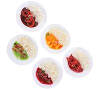 BRIGHTFUFU Lot de 5 Modèles de Nourriture Factice en PVC Réalistes Poulet, Calamar, Légumes Côtes, Porc Braisé, Crevette Rouge Jouets Dinette Cuisine et Jeu D'imitation