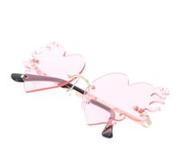 BRIGHTFUFU Lunettes de soleil en forme de cœur sans monture, 1 paire, couleur rose, métal et PC, accessoire photo pour anniversaire et fête de fin d'année