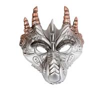 BRIGHTFUFU Masque Dragon Halloween PU et Confortable pour Carnaval Mascarade Déguisement de Fête Adulte Argenté et Stereoscopique