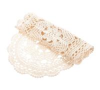 BRIGHTFUFU Napperon en Dentelle de Coton Crocheté, Nappe Décorative en Coton, Beige, Fait Main, Style Rustique, pour Table à Dessert et Pique-niques Extérieur