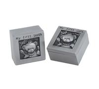 BRIGHTFUFU Petite Boîte de Rangement en Alliage Argenté pour Dents de Lait Bébé, Boîte Commémorative et Souvenir pour Parents, Design Ours Sculpté Délicat