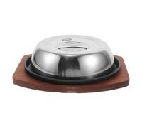 BRIGHTFUFU Plaque en Fonte Épaisse 19 Cm Ronde avec Couvercle Anti-projections, Poêle à Steak en Fer pour Cuisson Domestique et Professionnelle, Barbecue et Grillades en Extérieur