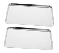 BRIGHTFUFU Plaques Inox Empilables Lot de 2 pour Cuisson Pâtisserie et Barbecue, Fond Plat, Adaptées la Cuisine et Restauration Professionnelle