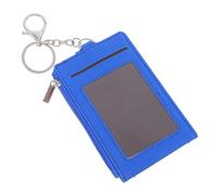 BRIGHTFUFU Porte-Cartes PU Métal avec Porte-clés, Fenêtre, Bleu pour Badge | Format Compact, Accès Rapide aux Cartes, Style Chic et Élégant, pour Étudiants et Bureau