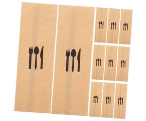 BRIGHTFUFU Porte-couverts en papier kraft 100pcs jetables et sanitaires, housse à couverts pour hôtels, pratique pour fourchettes, couteaux et cuillères