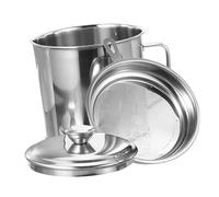 BRIGHTFUFU Pot à Huile En Acier Inoxydable 304 1,8l Filtre Passoire Bec Verseur Arc Et Poignée Incurvée Récipient à Huile La Cuisine Filtrage Rapide Graisse Bidon Base