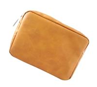 BRIGHTFUFU Sacoche pour Câble de Données Orange en PU, Grosse Capacité et Facile à Transporter, Organiseurs de Câbles pour Bureau ou Voyage