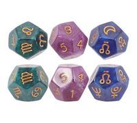 BRIGHTFUFU Set de 6 Dés Créatifs à 12 Faces en Résine Colorée, Outil de Jeu Léger pour Divination et Parties Entre Amis ou Collègues