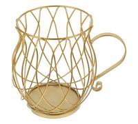 BRIGHTFUFU Support de Rangement pour Café en Fer, Panier Chat, Décor Maison | Structure Ouverte Ajourée, Rangement Dosette Cafe et Sachets de Thé, Bureau la Cuisine, Or Noir