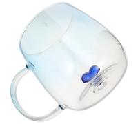 BRIGHTFUFU Tasse à Thé Unique en Verre Borosilicaté Bleu, Légère et Polyvalente, Forme Cœur Romantique pour Bureau et Présent Saint-valentin