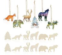 BRIGHTFUFU Tranches de bois brut pour animaux à faire soi-même 30 pièces formes forêt sauvage pour décorations suspendues et projets créatifs à pour enfants