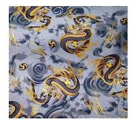 BrightGlow 100x150 cm Tissu en coton de style japonais - Imprimé coloré - Tissu à coudre avec fleur, éventail, grue volante - Tissus en coton pour vêtements, tissus à quilter pour la couture - Bleu