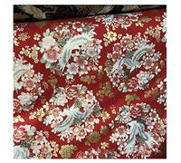 BrightGlow 100x150 cm Tissu en coton de style japonais vendu au mètre - Motif coloré imprimé avec fleur, éventail, grue volante - Tissu à coudre - Tissu en coton - Pour la couture, vêtements, tissus