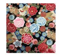 BrightGlow 100x150 cm Tissu japonais en coton imprimé coloré vendu au mètre avec fleur, éventail, grue volante, pour couture, tissu pour vêtements, tissu à coudre, tissus pour patchwork et quilting