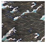 BrightGlow 200 x 150 cm Tissu en coton de style japonais Vendu au mètre Multicolore Imprimé Tissu de couture avec éventail de fleurs Grue volante Foulards Tissu en coton Tissu de matelassage Motif