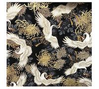 BrightGlow 200 x 150 cm Tissu en coton de style japonais Vendu au mètre Multicolore Imprimé Tissu de couture avec éventail de fleurs Grue Volante Foulards Tissu en coton Tissu pour vêtements Tissu de