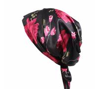 BrightGlow Bonnet de nuit en satin et soie avec bandes réglables - Bonnet de nuit pour femme, #3 noir, taille unique